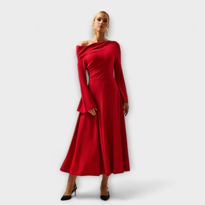 Amarisse – Drapiertes Midikleid mit Schulterakzent