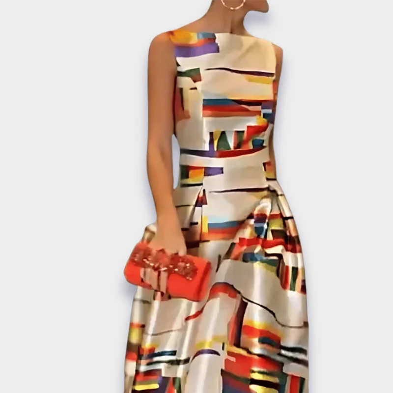 Miralyn – Elegantes Maxikleid mit künstlerischem Print