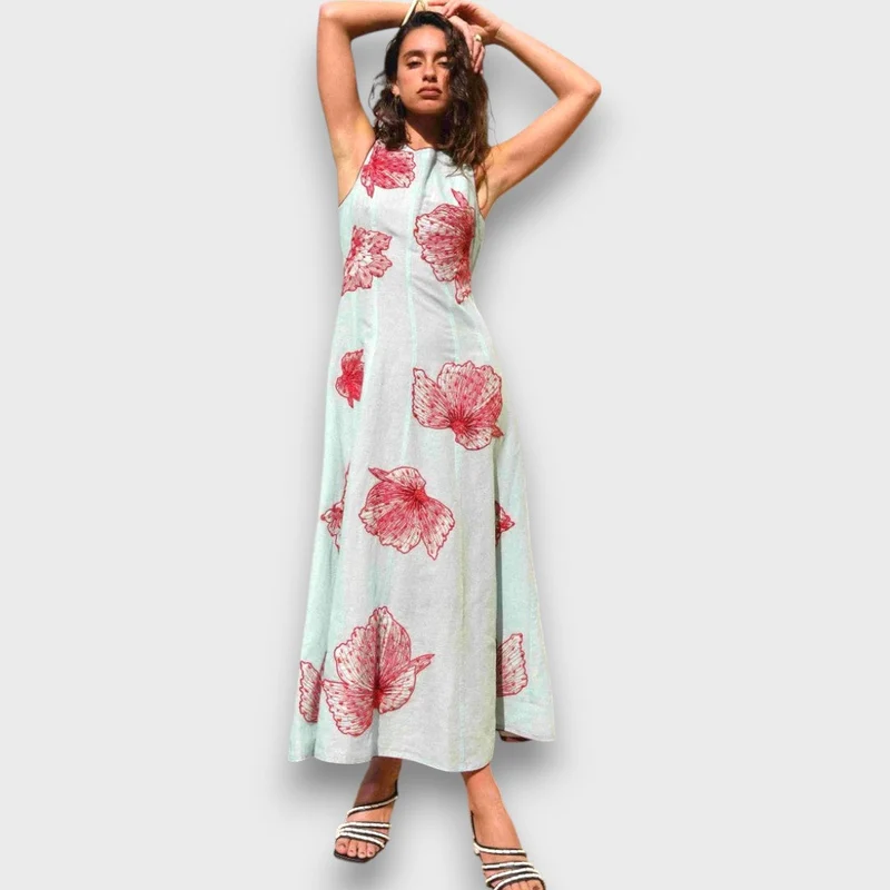 Maline – Besticktes Maxi-Kleid mit Boho-Flair