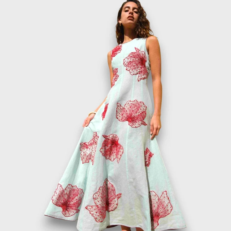 Maline – Besticktes Maxi-Kleid mit Boho-Flair