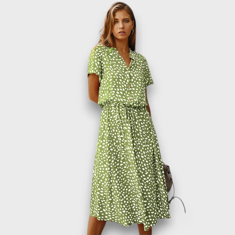 Solvinea – Geknöpftes Midikleid mit Vintage-Print