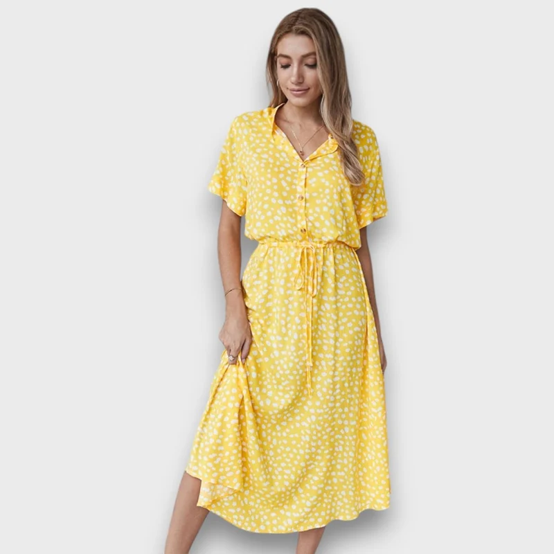 Solvinea – Geknöpftes Midikleid mit Vintage-Print