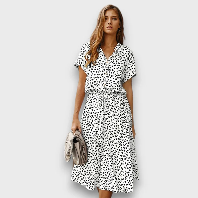 Solvinea – Geknöpftes Midikleid mit Vintage-Print