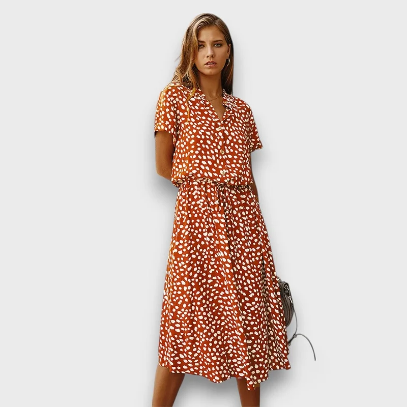 Solvinea – Geknöpftes Midikleid mit Vintage-Print