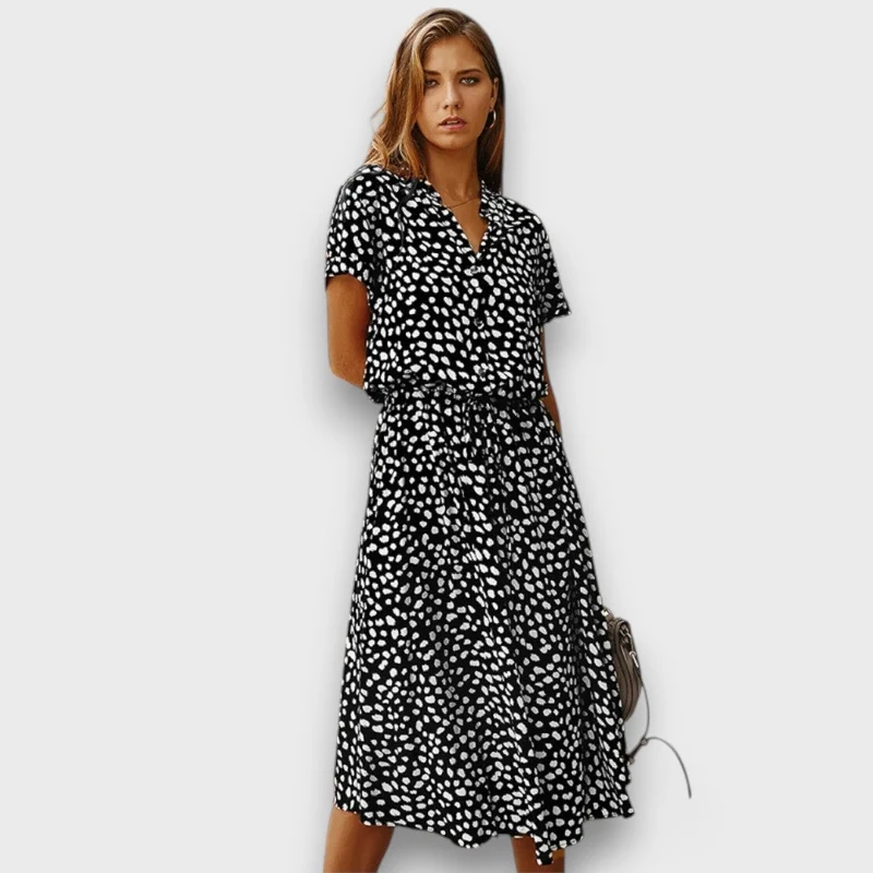 Solvinea – Geknöpftes Midikleid mit Vintage-Print