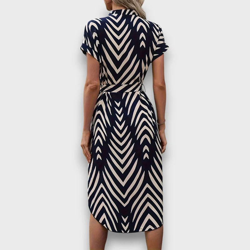 Delara – Gestreiftes Midikleid mit Taillenband