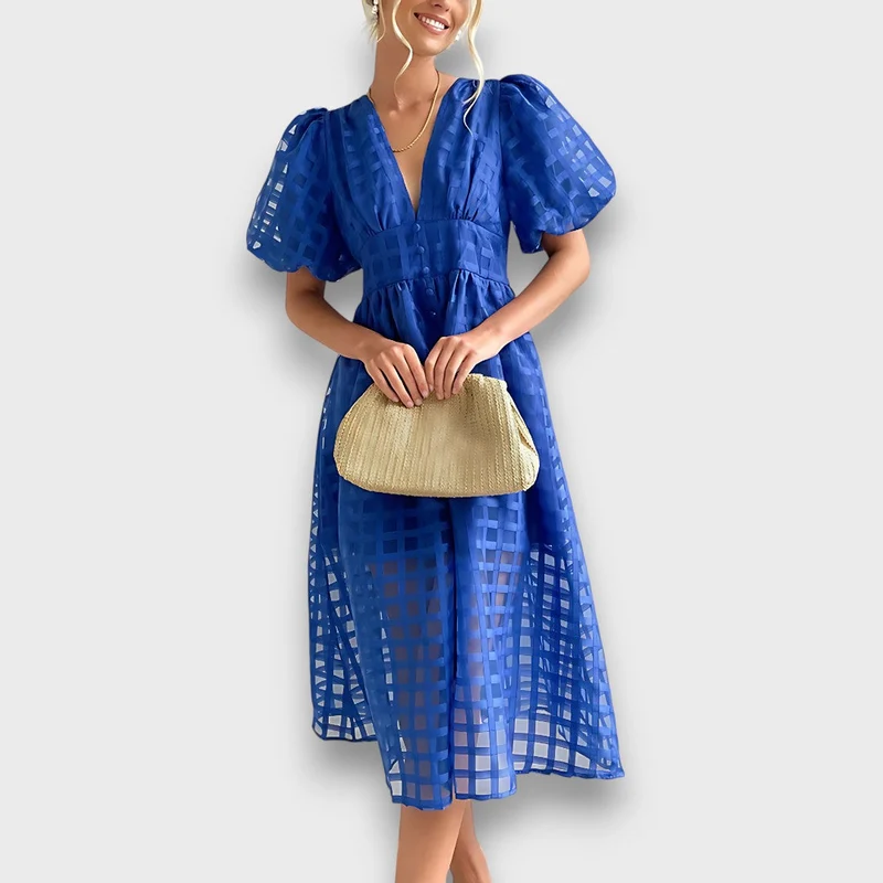Lianora – Feminines Midikleid mit Strukturmuster