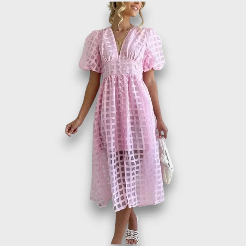 Lianora – Feminines Midikleid mit Strukturmuster
