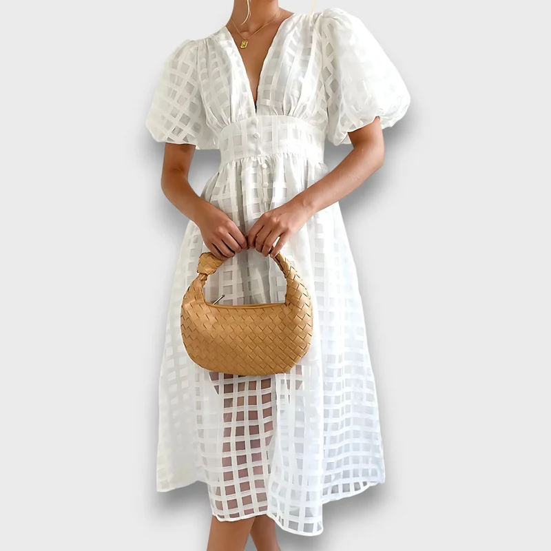 Lianora – Feminines Midikleid mit Strukturmuster