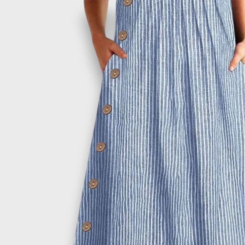 Lioraine – Gestreiftes Midikleid mit Knopfdetails