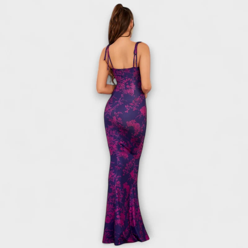 Thalia - Floral Print Prom Dress mit gebundenen Schulterträgern