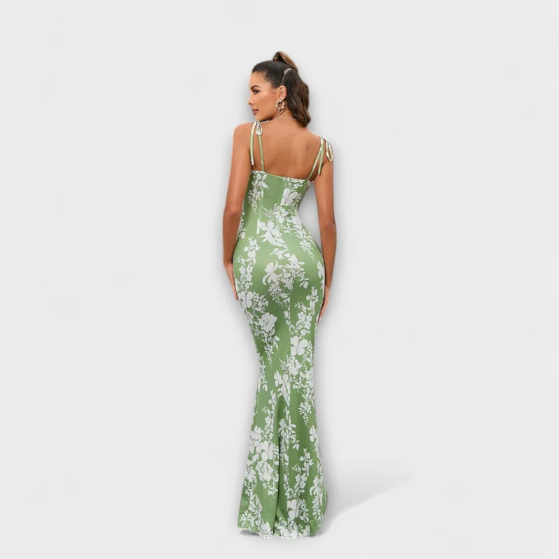 Thalia - Floral Print Prom Dress mit gebundenen Schulterträgern