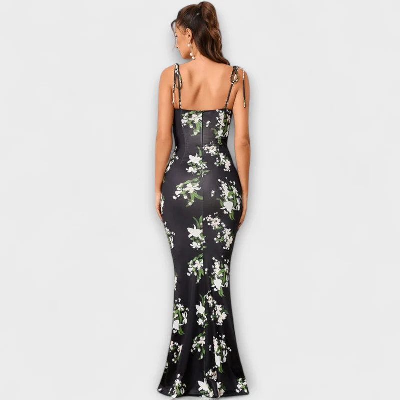 Thalia - Floral Print Prom Dress mit gebundenen Schulterträgern