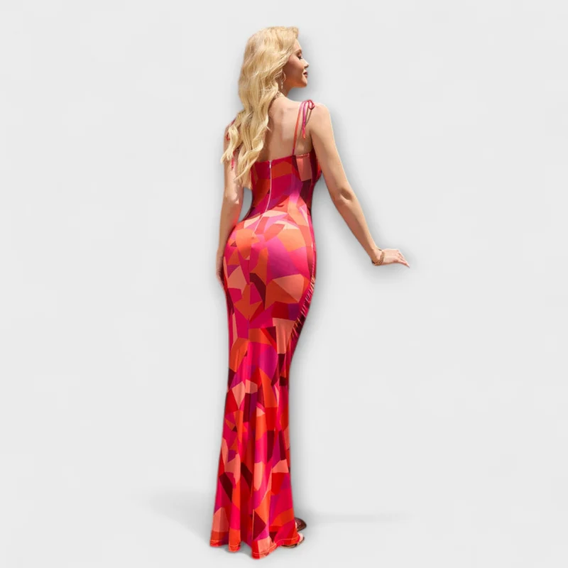 Thalia - Floral Print Prom Dress mit gebundenen Schulterträgern