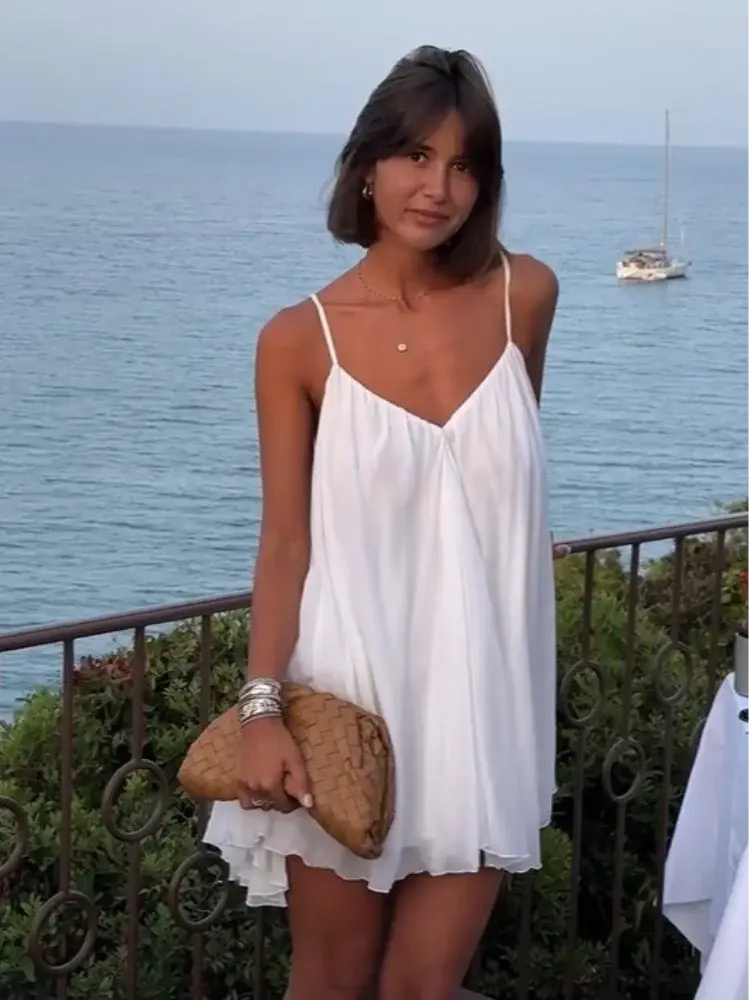Weißes Sommer Minikleid