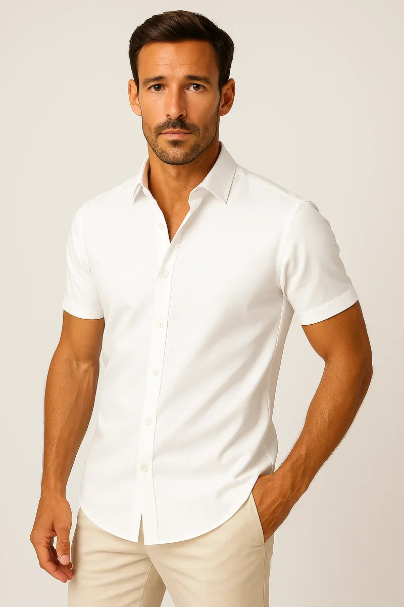 Tailored Kurzarmhemd mit Knopfleiste
