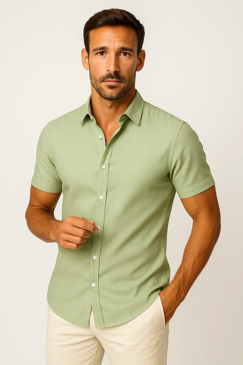 Tailored Kurzarmhemd mit Knopfleiste