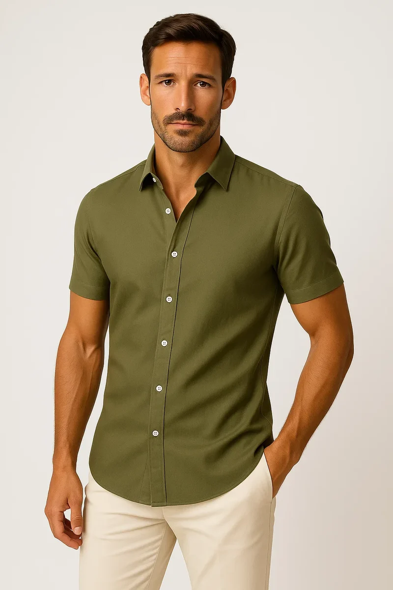 Tailored Kurzarmhemd mit Knopfleiste