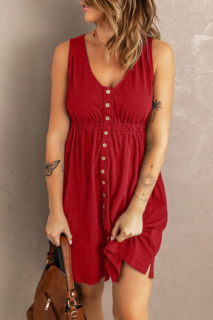 Ärmelloses knöpfbares Sommerkleid