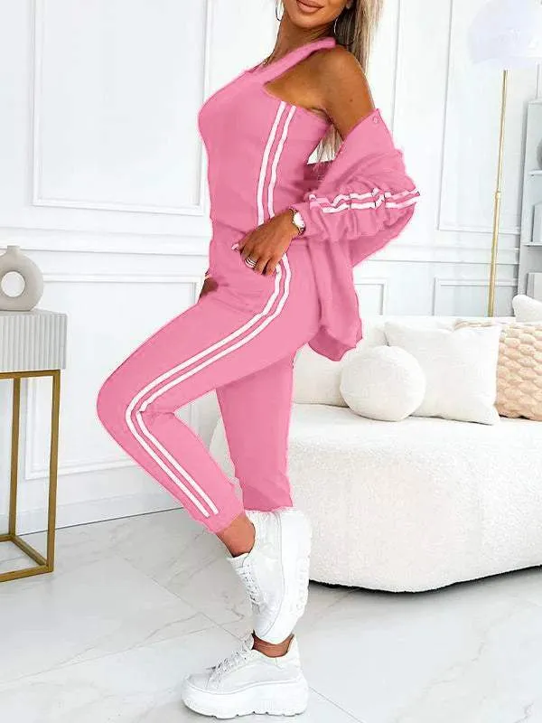Dreiteiliges Set aus Top, Baseballjacke und hose