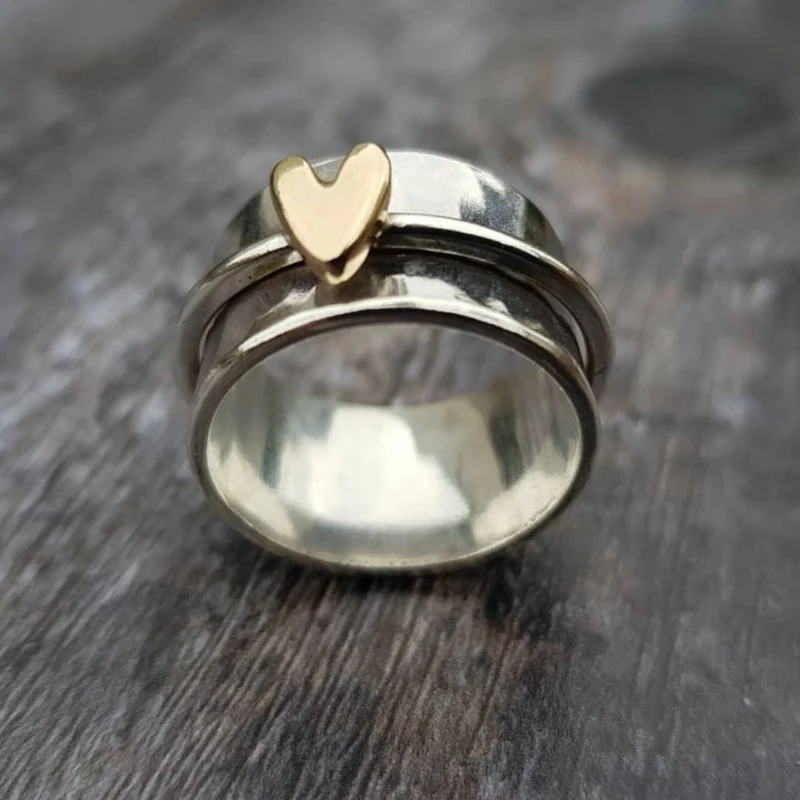 Mely - Goldenes Herz Silberring