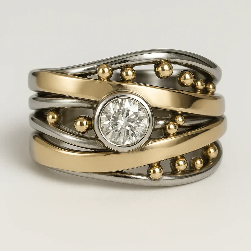 Royal - Vintage Gold Inlay Zirkonia Ring