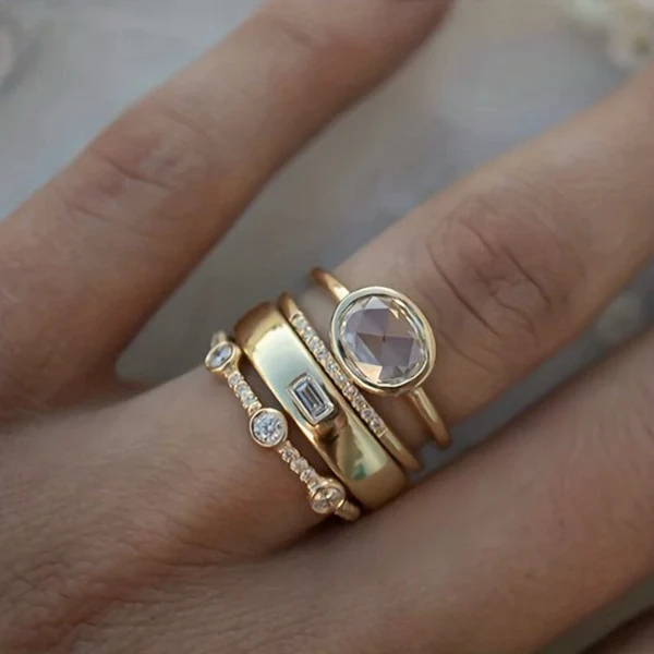 Lily - Vintage Gold- und Zirkonia-Ring-Set