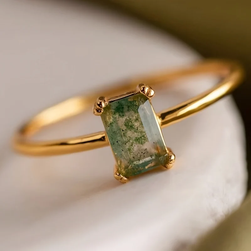 Natürlicher Moosachat Ring