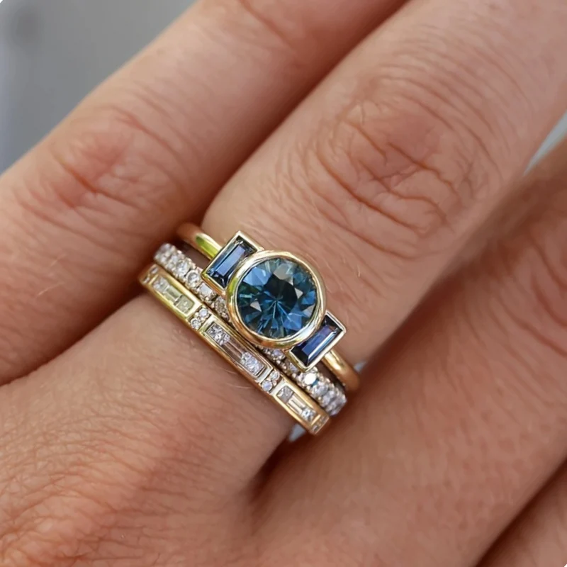 Grace - Vintage Gold & Zirkonia Ring Set