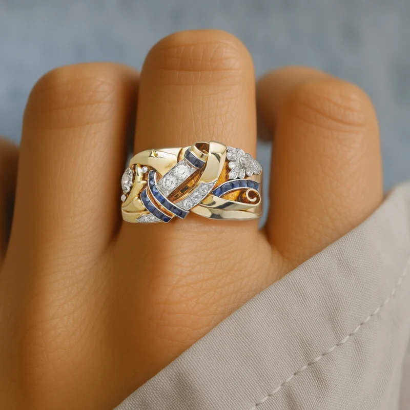 Gold Vintage Zirconia Ring