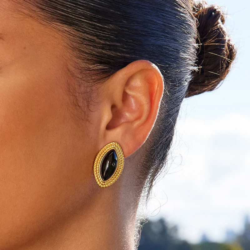 Madison Schwarz & Gold Ohrringe