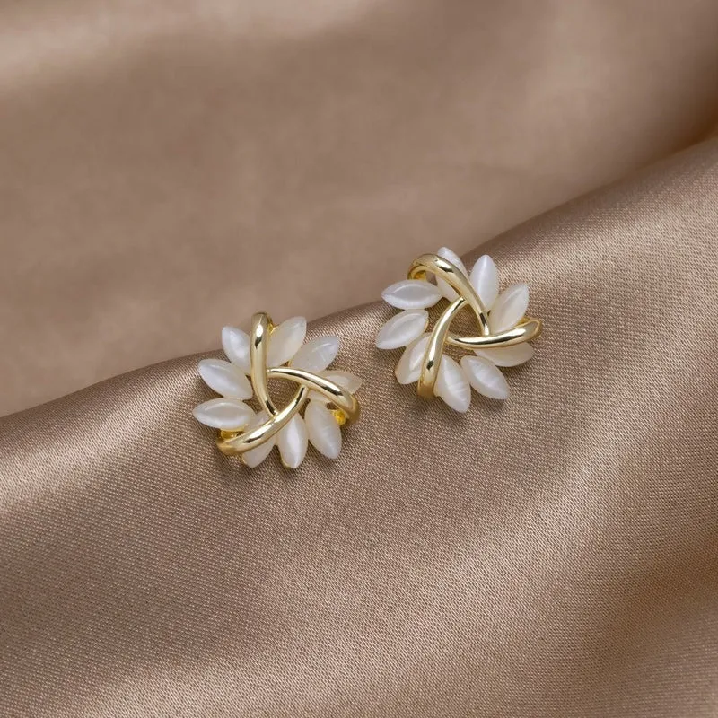 Opal Blüten Gold Ohrringe