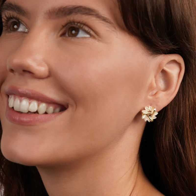 Opal Blüten Gold Ohrringe