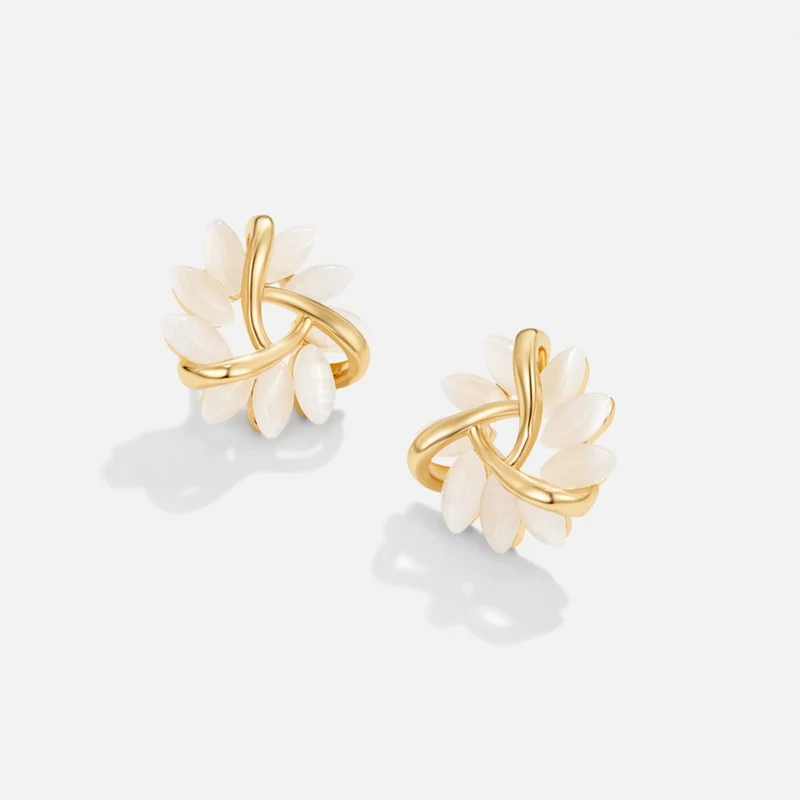 Opal Blüten Gold Ohrringe