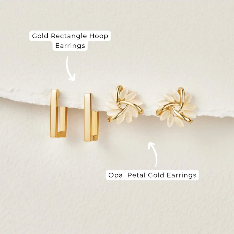 Opal Blüten Gold Ohrringe