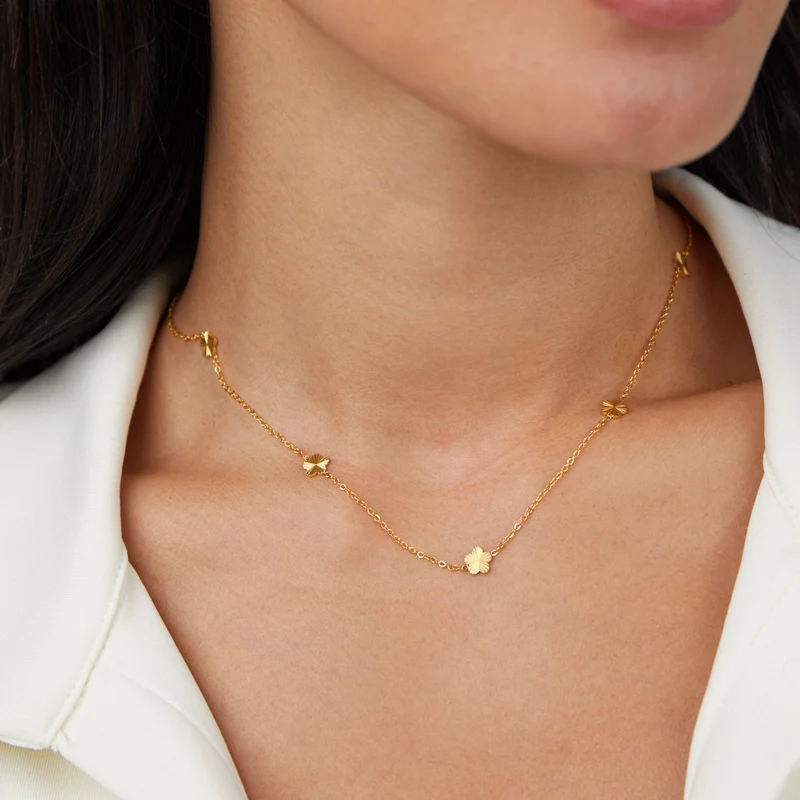 Flower Power Goldkette Halskette