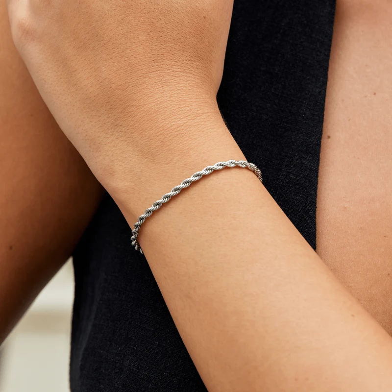 Verdrehtes Ketten-Silberarmband