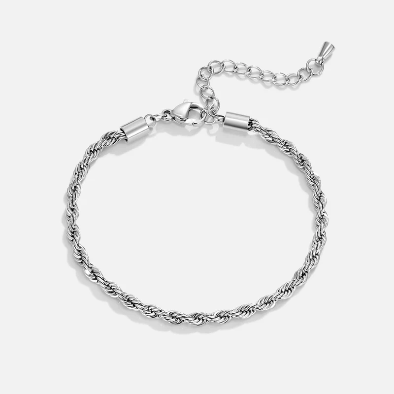 Verdrehtes Ketten-Silberarmband