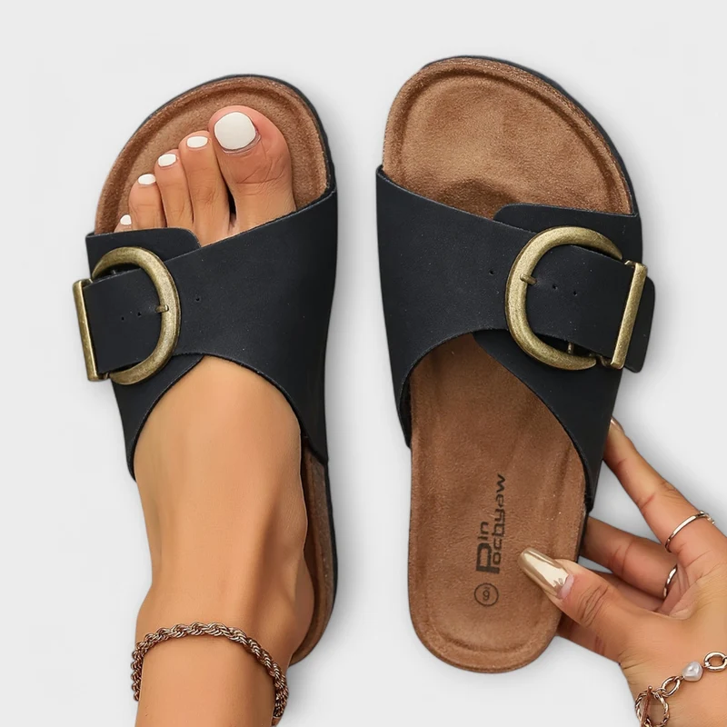 Damen Korksandalen mit Schnallenverschluss-Design