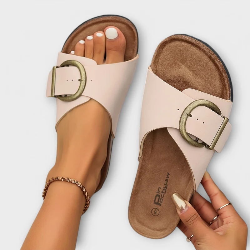 Damen Korksandalen mit Schnallenverschluss-Design