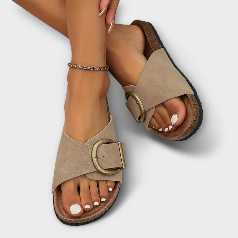 Damen Korksandalen mit Schnallenverschluss-Design