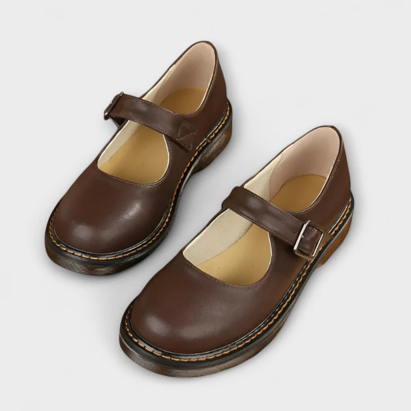Damen Vintage Mary Jane Schuhe – Klassische Lederschuhe mit Riemen & Komfortsohle