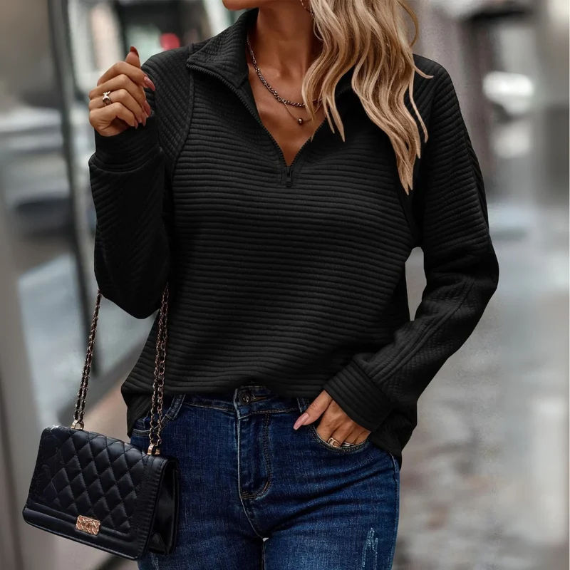 Suzanne™ - Pullover mit halbem Reißverschluss und Details