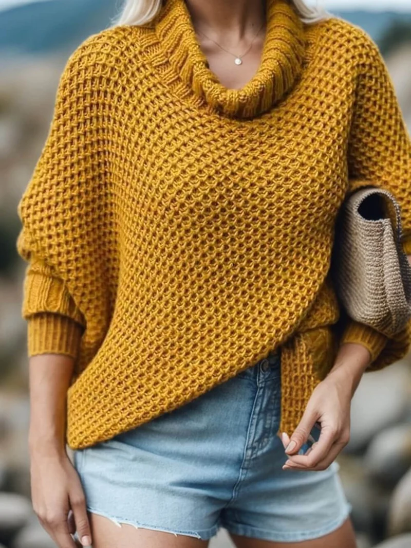 Turtleneck Pullover mit Dolmanärmeln