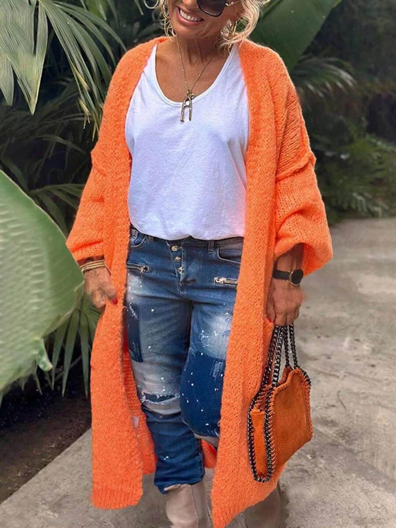 Lässiger großer Cardigan mit Herzmuster und Taschen