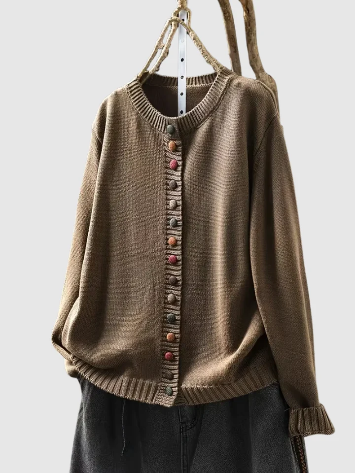 Grace | Gestrickter Knopf-Cardigan