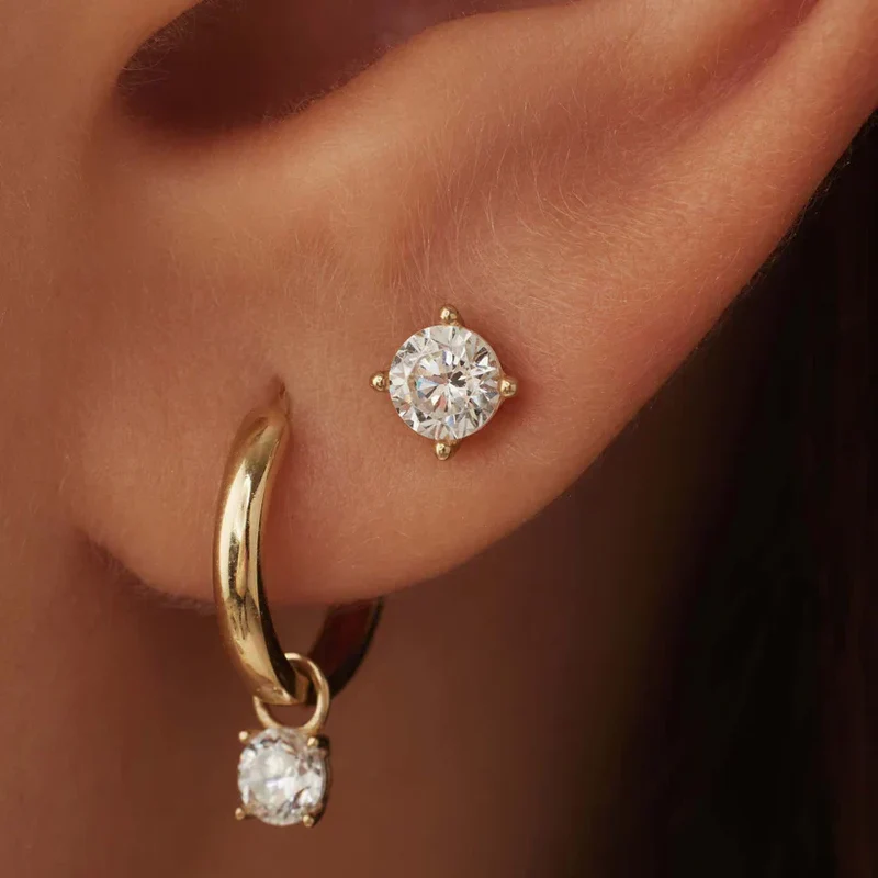 Ludovika® | Larmes de Lune Stein-Ohrstecker Gold