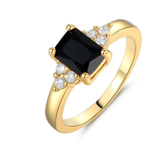 Magrit® | Schwarzer Spinell Baguette Ring Gold