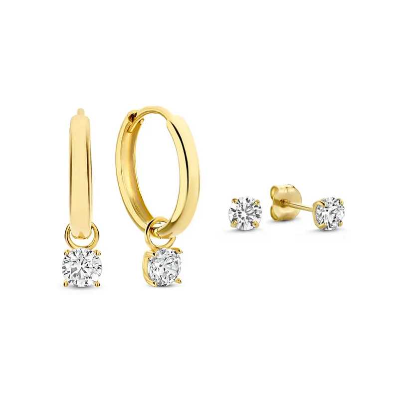 Ottilia® | de Lune Stein-Ohrringe Set Gold