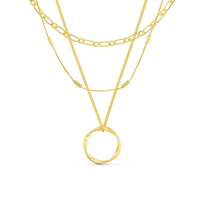 Gesuina® | Offener Kreis dreireihige Halskette Gold